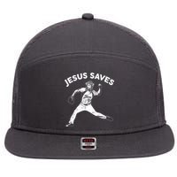 Funny Jesus Saves Baseball 7 Panel Mesh Trucker Snapback Hat