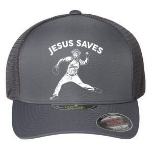 Funny Jesus Saves Baseball Flexfit Unipanel Trucker Cap