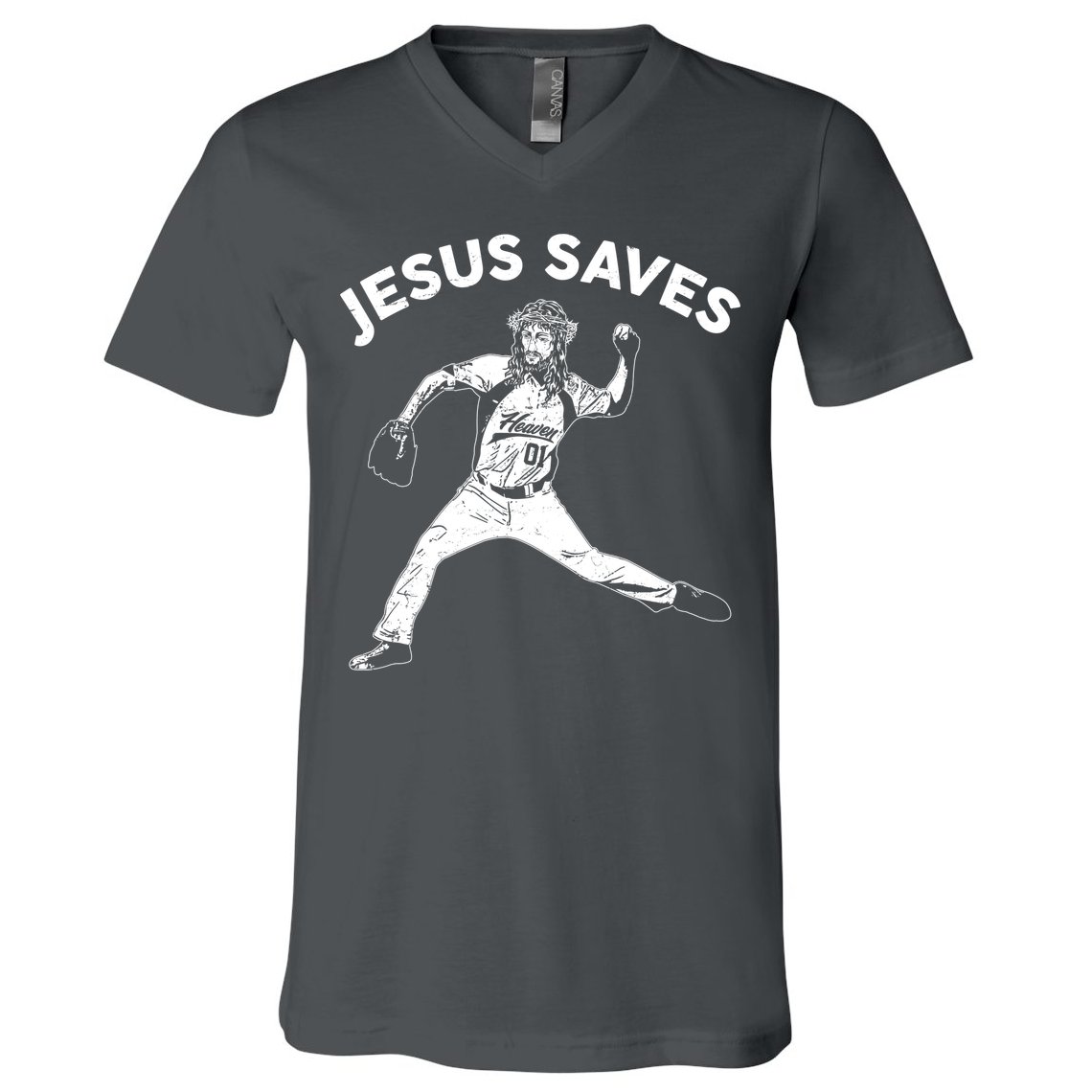 Funny Jesus Saves Baseball V-Neck T-Shirt