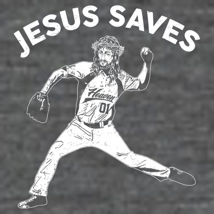 Funny Jesus Saves Baseball V-Neck T-Shirt