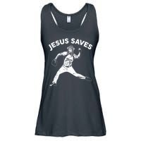 Funny Jesus Saves Baseball Ladies Essential Flowy Tank