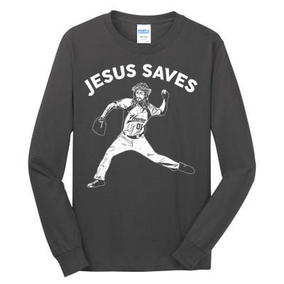 Funny Jesus Saves Baseball Tall Long Sleeve T-Shirt