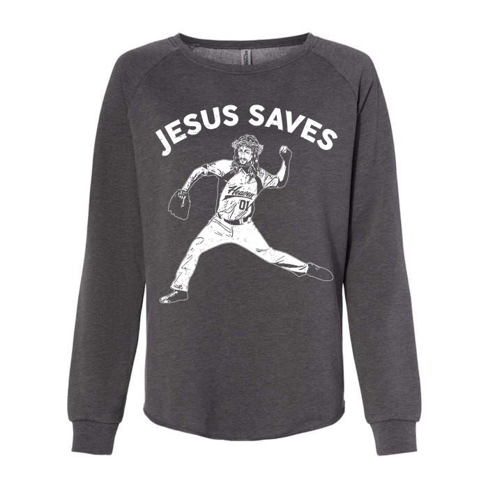 Funny Jesus Saves Baseball Womens California Wash Sweatshirt