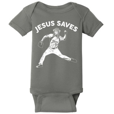 Funny Jesus Saves Baseball Baby Bodysuit