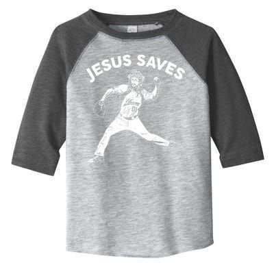 Funny Jesus Saves Baseball Toddler Fine Jersey T-Shirt