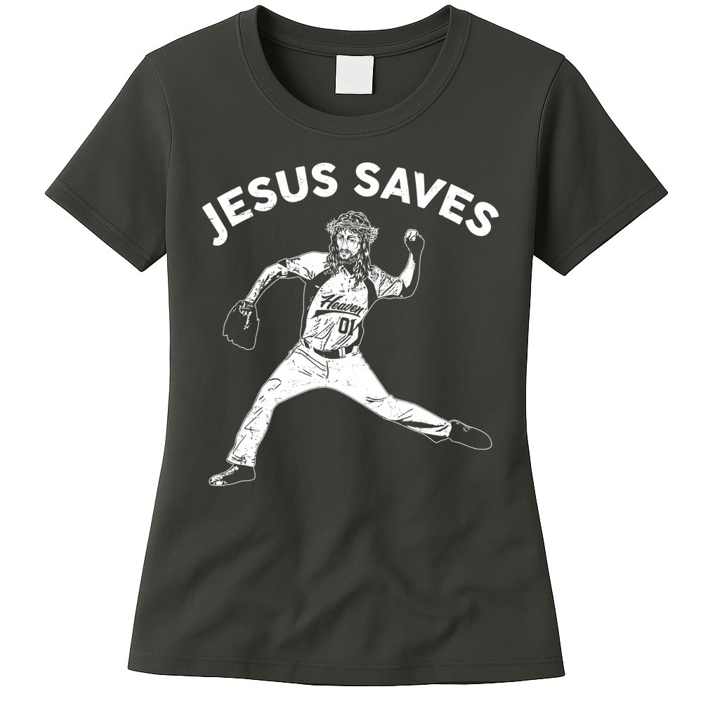 Funny Jesus Saves Baseball Womens T-Shirt