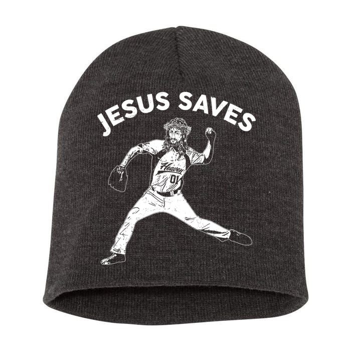 Funny Jesus Saves Baseball Short Acrylic Beanie