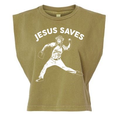 Funny Jesus Saves Baseball Garment-Dyed Women's Muscle Tee