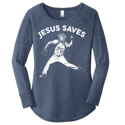 Funny Jesus Saves Baseball Women's Perfect Tri Tunic Long Sleeve Shirt