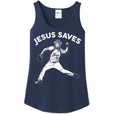 Funny Jesus Saves Baseball Ladies Essential Tank