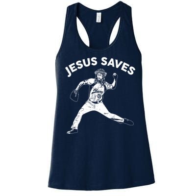 Funny Jesus Saves Baseball Women's Racerback Tank