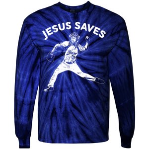 Funny Jesus Saves Baseball Tie-Dye Long Sleeve Shirt