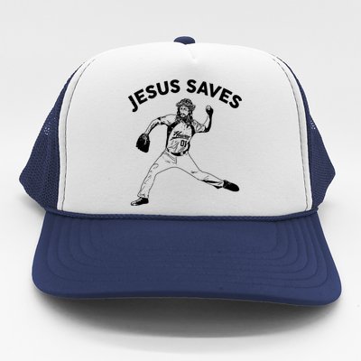 Funny Jesus Saves Baseball Trucker Hat