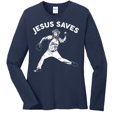 Funny Jesus Saves Baseball Ladies Long Sleeve Shirt