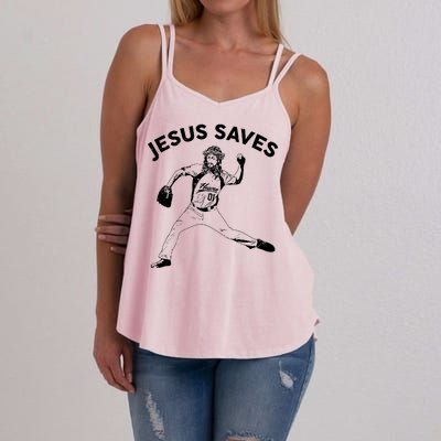 Funny Jesus Saves Baseball Women's Strappy Tank