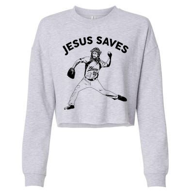 Funny Jesus Saves Baseball Cropped Pullover Crew