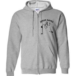 Funny Jesus Saves Baseball Full Zip Hoodie