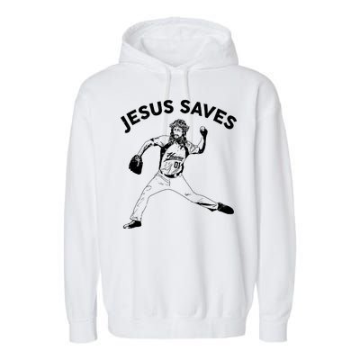 Funny Jesus Saves Baseball Garment-Dyed Fleece Hoodie