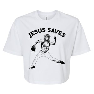 Funny Jesus Saves Baseball Bella+Canvas Jersey Crop Tee