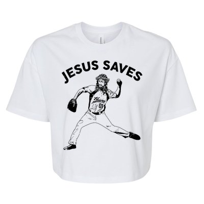 Funny Jesus Saves Baseball Bella+Canvas Jersey Crop Tee