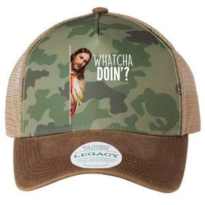 Funny Jesus Whatcha Doin' Legacy Tie Dye Trucker Hat