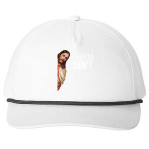 Funny Jesus Whatcha Doin' Snapback Five-Panel Rope Hat