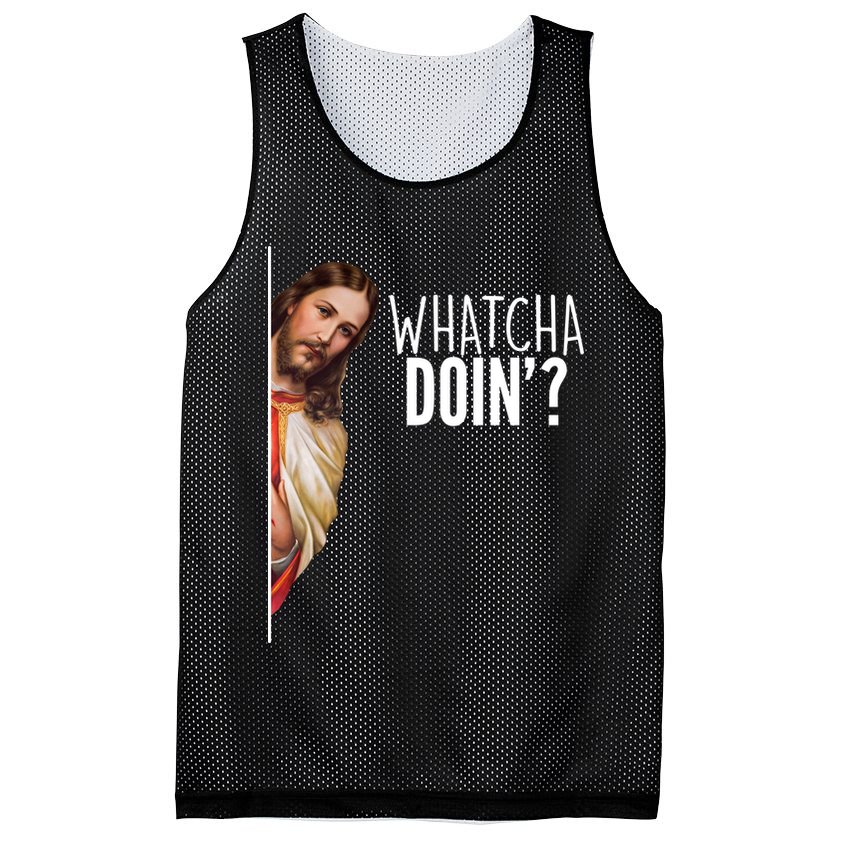 Funny Jesus Whatcha Doin' Mesh Reversible Basketball Jersey Tank