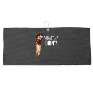 Funny Jesus Whatcha Doin' Large Microfiber Waffle Golf Towel