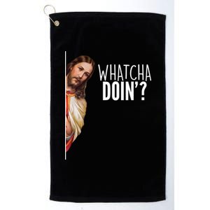 Funny Jesus Whatcha Doin' Platinum Collection Golf Towel