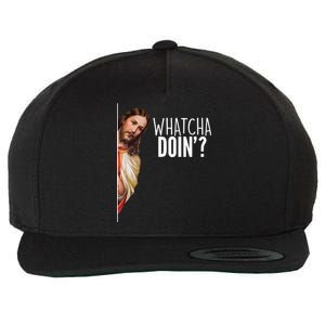 Funny Jesus Whatcha Doin' Wool Snapback Cap