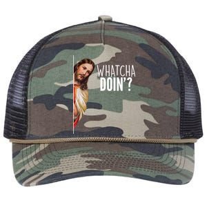 Funny Jesus Whatcha Doin' Retro Rope Trucker Hat Cap