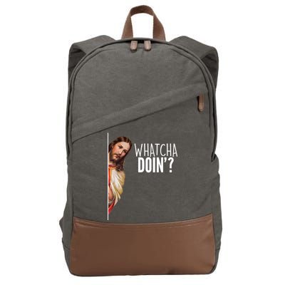 Funny Jesus Whatcha Doin' Cotton Canvas Backpack