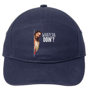 Funny Jesus Whatcha Doin' 7-Panel Snapback Hat