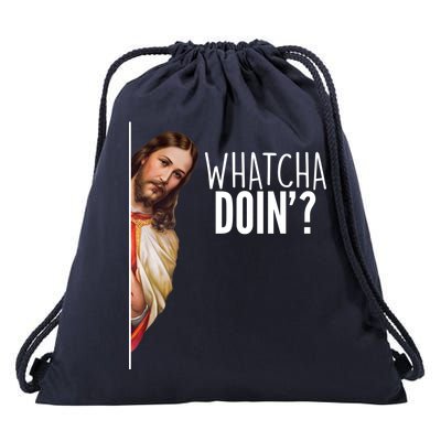 Funny Jesus Whatcha Doin' Drawstring Bag