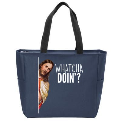 Funny Jesus Whatcha Doin' Zip Tote Bag