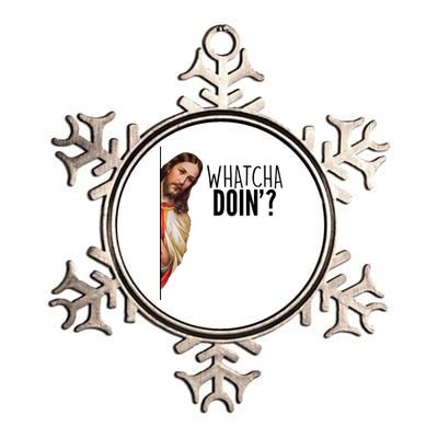 Funny Jesus Whatcha Doin' Metallic Star Ornament