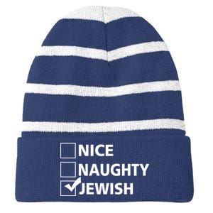 Funny Jewish Holiday Hanukkah Striped Beanie with Solid Band