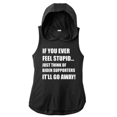 Funny Joe Biden Pro Trump 2024  Ladies PosiCharge Tri-Blend Wicking Draft Hoodie Tank