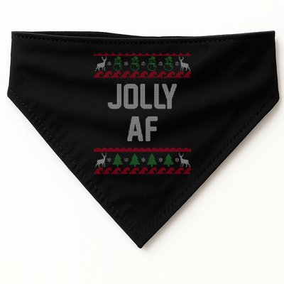 Funny Jolly AF Ugly Christmas Sweater Style USA-Made Doggie Bandana