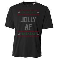 Funny Jolly AF Ugly Christmas Sweater Style Cooling Performance Crew T-Shirt