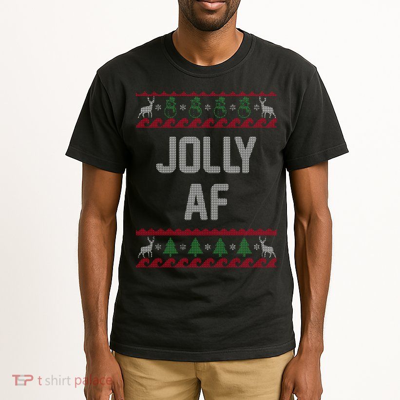 Funny Jolly AF Ugly Christmas Sweater Style Tall T-Shirt