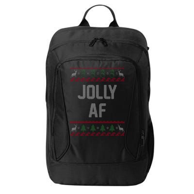 Funny Jolly AF Ugly Christmas Sweater Style City Backpack