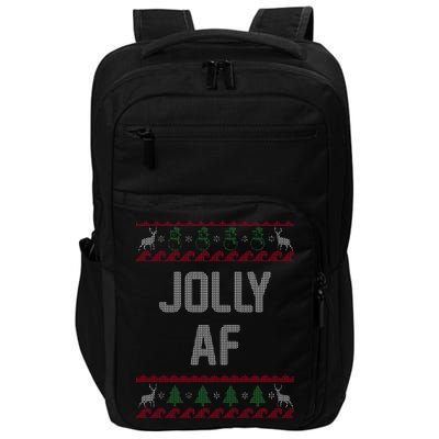 Funny Jolly AF Ugly Christmas Sweater Style Impact Tech Backpack