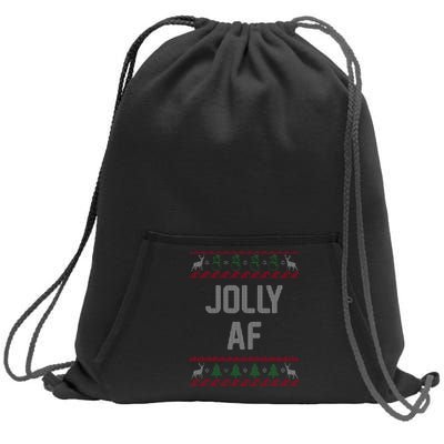 Funny Jolly AF Ugly Christmas Sweater Style Sweatshirt Cinch Pack Bag