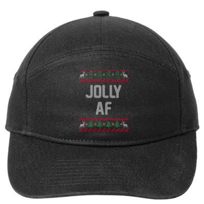 Funny Jolly AF Ugly Christmas Sweater Style 7-Panel Snapback Hat