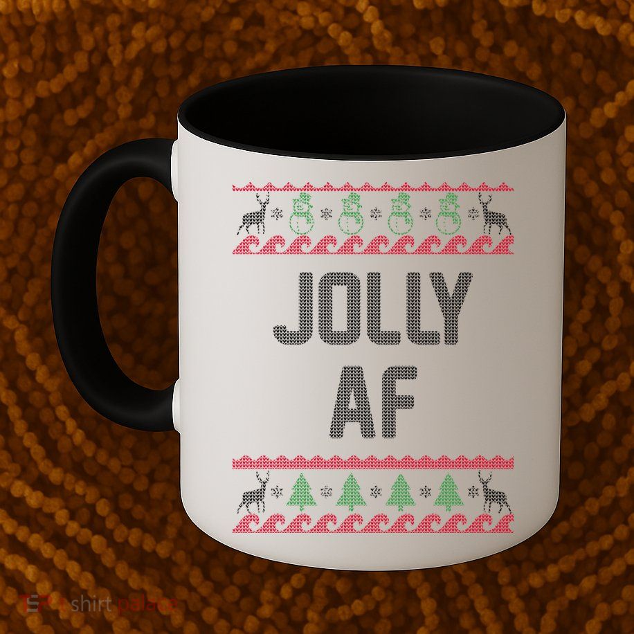 Funny Jolly AF Ugly Christmas Sweater Style Mug