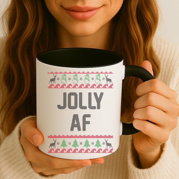 Funny Jolly AF Ugly Christmas Sweater Style Mug