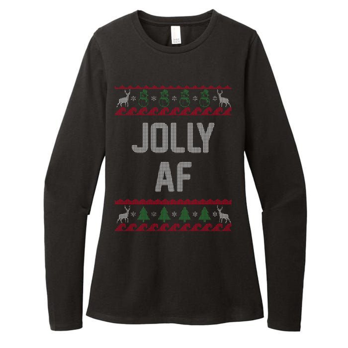 Funny Jolly AF Ugly Christmas Sweater Style Womens CVC Long Sleeve Shirt