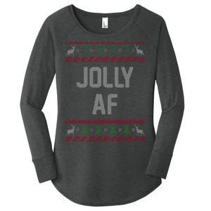 Funny Jolly AF Ugly Christmas Sweater Style Women's Perfect Tri Tunic Long Sleeve Shirt