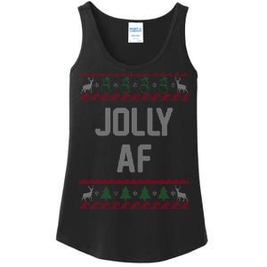 Funny Jolly AF Ugly Christmas Sweater Style Ladies Essential Tank